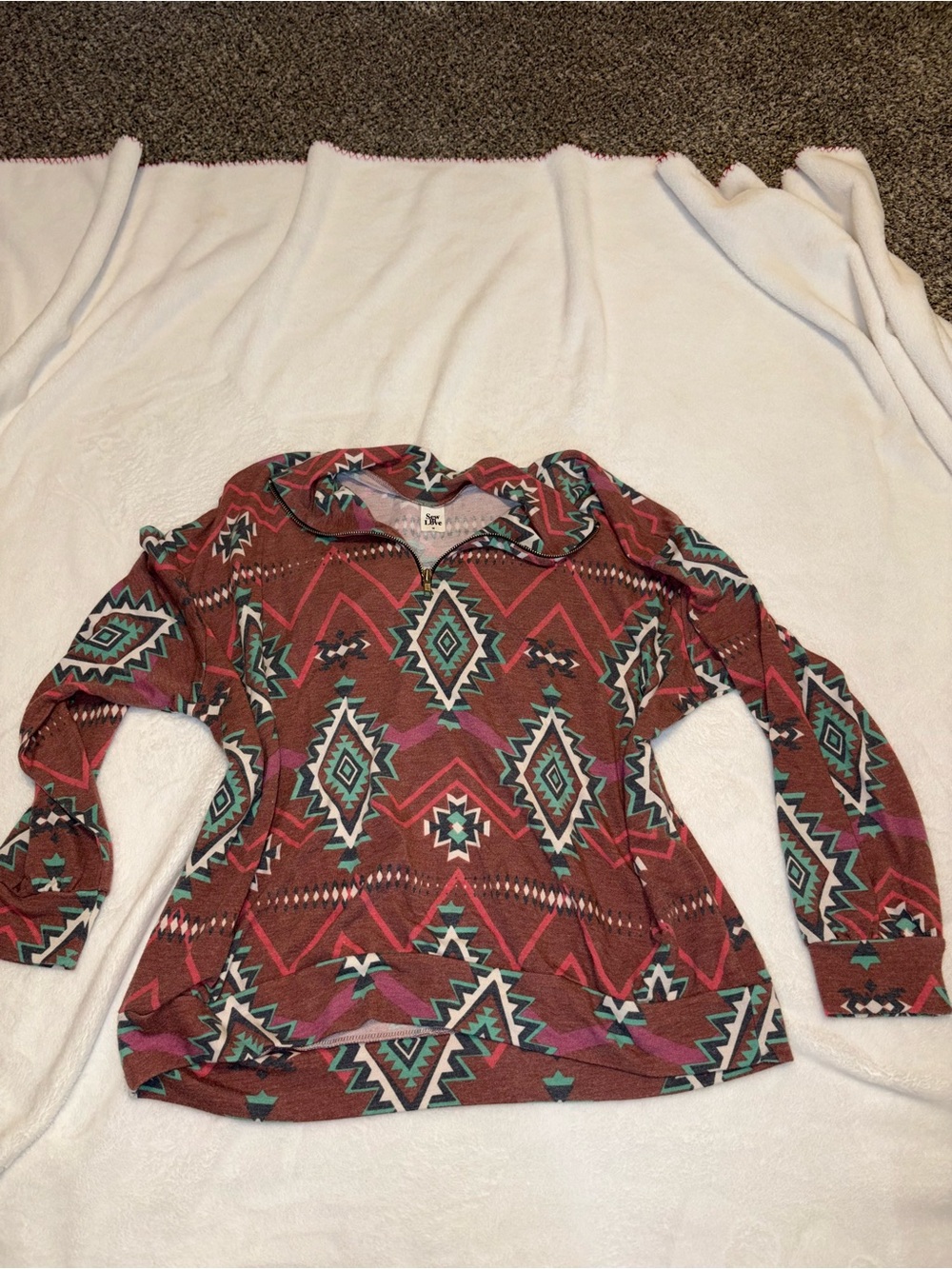 Sew In Love Aztec Print Pullover Sweater